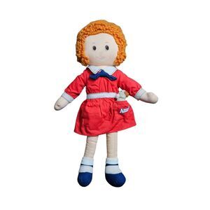 Little Orphan Annie 15" Vintage Cloth Rag Doll w/Sandy Dog Knickerbocker EUC